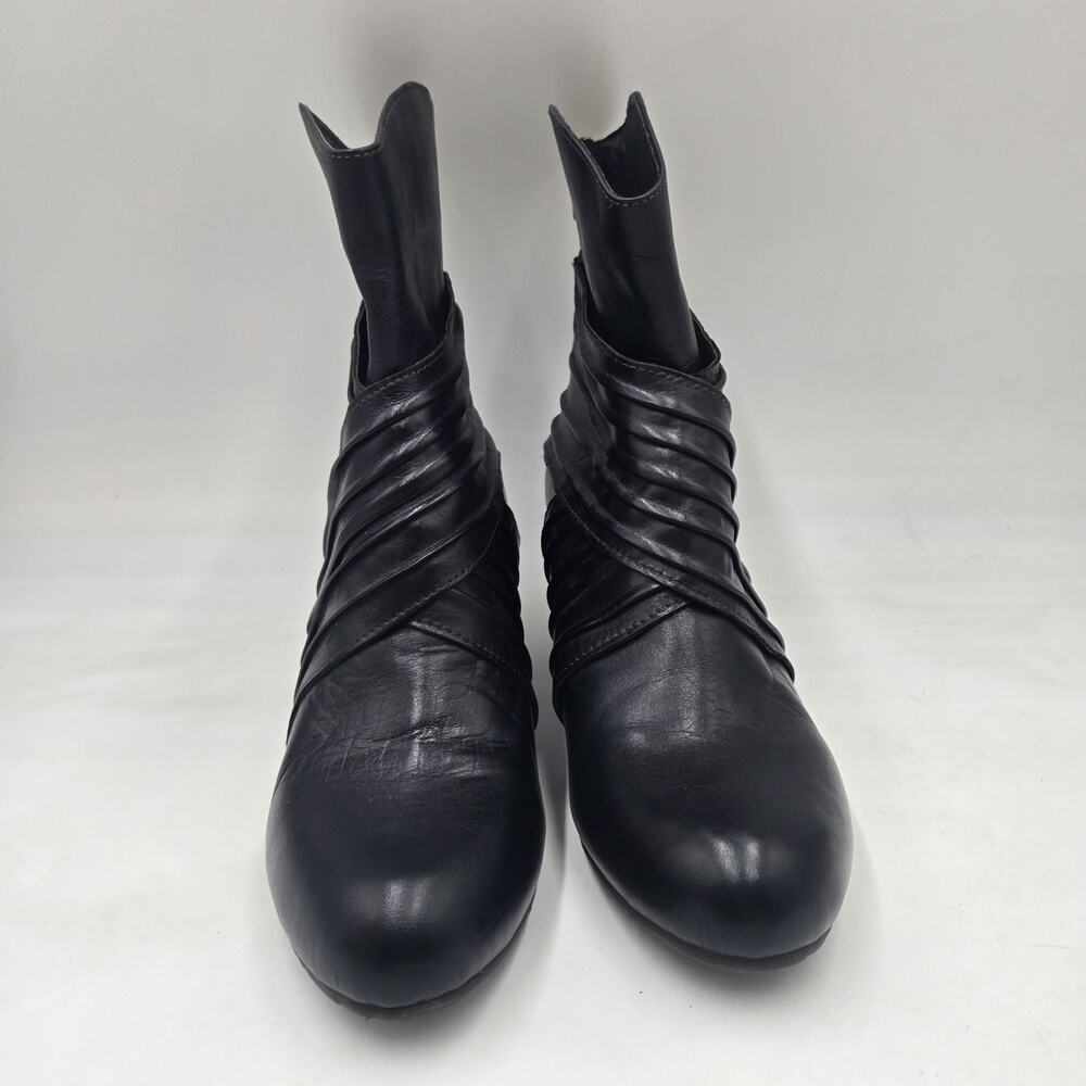 L'Artiste Spring Step Black Leather Lace Up Block Heel Ankle Boots Sz 39 US 8.5 - Picture 2 of 8